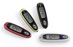 Bunte Messgeräte der Firma LifeScan