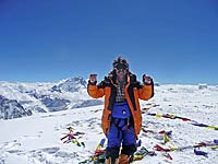 Diabetiker Geri Winkler auf dem Gipfel der Cho Oyu
