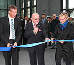 Brandenburgs Wissenschaftsministerin Kunst, TH-Präsident Ungvári und TK-Gesundheitsmanager Holm (v.r.n.l.) eröffnen gemeinsam die TK-Lounge