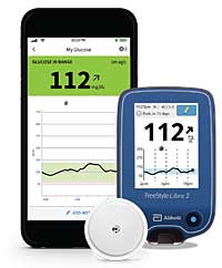FreeStyle Libre 2 mit Scanner und I-Phone.